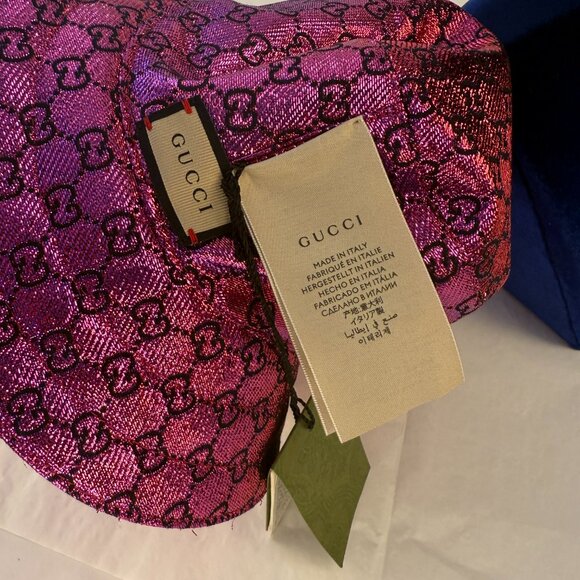 NWT Gucci Womens Metallic GG Bucket Hat Reversible Size large 58sm AUTHENTIC - Picture 8 of 8